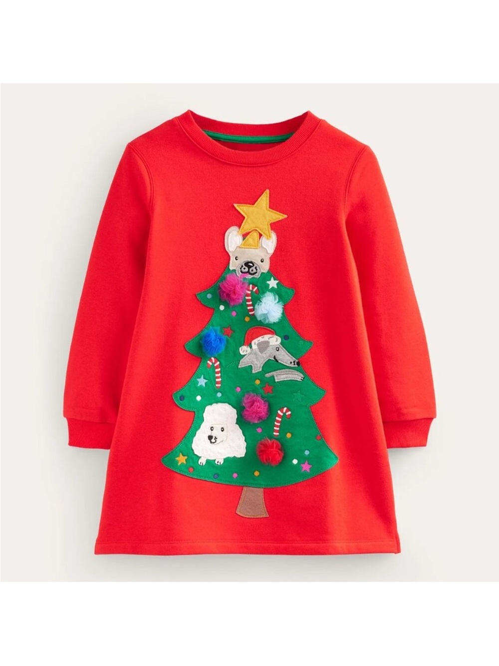 NWOT Mini Boden Cosy Appliqué Sweatshirt Dress